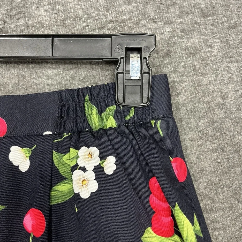 Vintage Briggs Skort Skirt Black Cherry Floral Size 8 Cotton Stretch High Rise